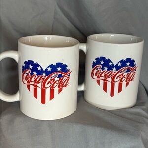 Coca Cola Patriotic Heart/ Sunglasses Mugs in Red, White, Blue
